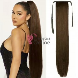 Extensie de par coada dreapta cu snur si pini 70  cm Saten Mediu Ash CYF7154110#